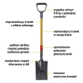 Szpadel prosty CAT J-Series D-Handle Garden Spade kuta głowica