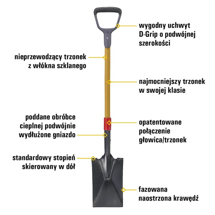 Szpadel prosty CAT J-Series D-Handle Garden Spade kuta głowica